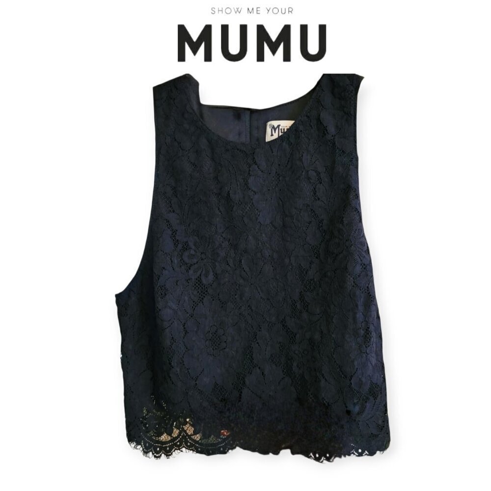 Show Me Your MuMu Sleeveless Lace Crop Top XS